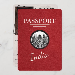 Red India Passport Bewaar de datum Save The Date