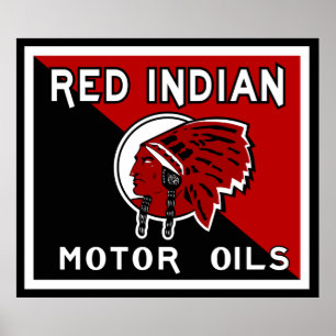 Red Indian Motor Oil  geblazen platte vaten. Poster