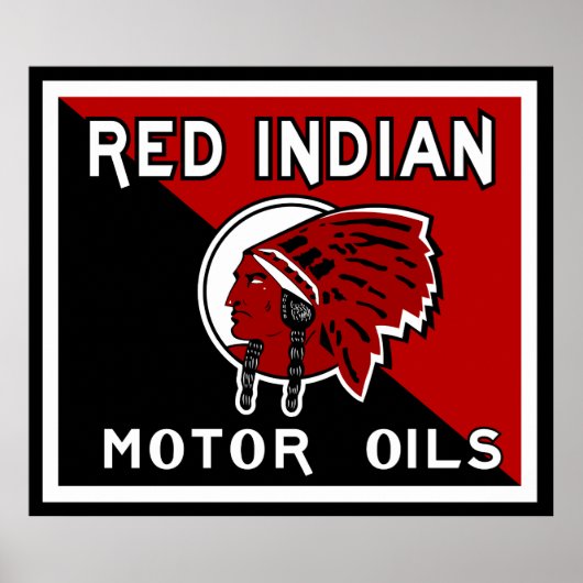 Red Indian Motor Oil  geblazen platte vaten. Poster (Voorkant)