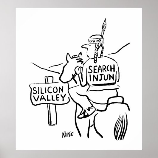 Red Indian op Horseback in Silicon Valley Poster (Voorkant)