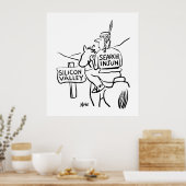 Red Indian op Horseback in Silicon Valley Poster (Keuken)