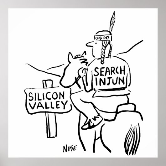 Red Indian op Horseback in Silicon Valley Poster (Voorkant)