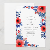 Red Indigo Botanical Summer Wedding Kaart (Voorkant / Achterkant)