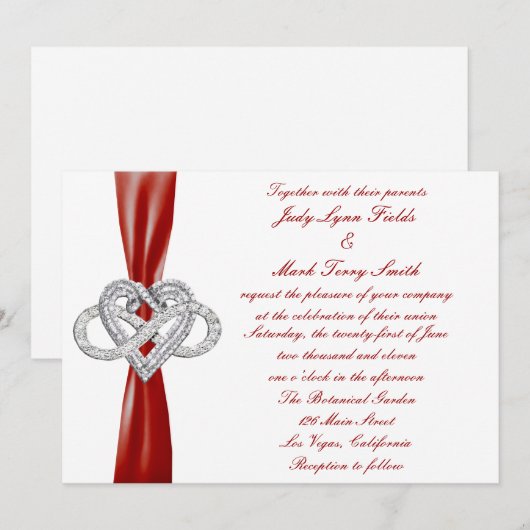 Red Infinity hart bruiloft uitnodiging (Voorkant / Achterkant)