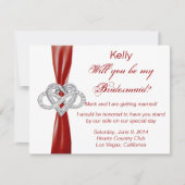 Red Infinity Heart Bridesmaid Kaart (Voorkant)