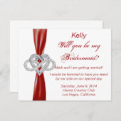 Red Infinity Heart Bridesmaid Kaart (Voorkant / Achterkant)