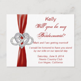 Red Infinity Heart Bridesmaid Kaart