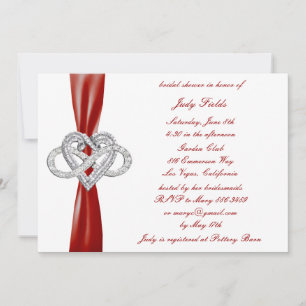 Red Infinity Heart Bruids Douche Uitnodiging