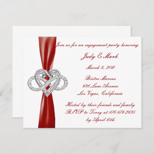 Red Infinity Heart Engagement Party uitnodiging (Voorkant / Achterkant)