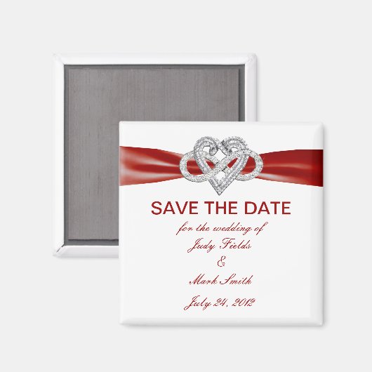Red Infinity Heart Save The Date Magnet (Voorkant / Achterkant)