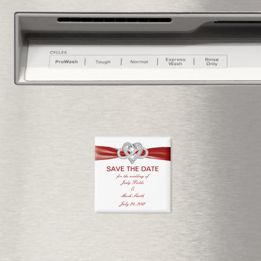 Red Infinity Heart Save The Date Magnet (Insitu (Vaatwasser))