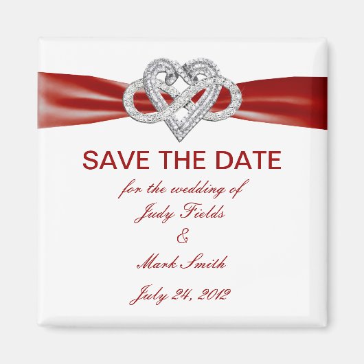 Red Infinity Heart Save The Date Magnet (Voorkant)