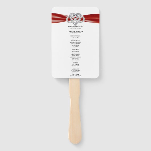 Red Infinity Heart Trouwprogramma Fans Handwaaier (Achterkant)