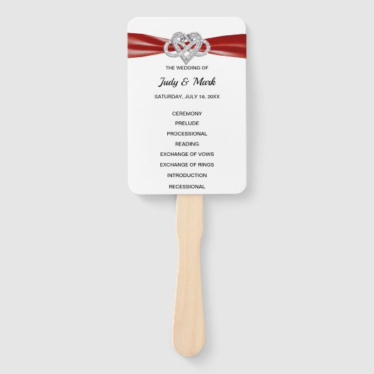 Red Infinity Heart Trouwprogramma Fans Handwaaier (Voorkant)