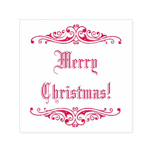 Red Ink  Holiday Greeting Merry Kerstmis! Zelfinktende Stempel (Design)