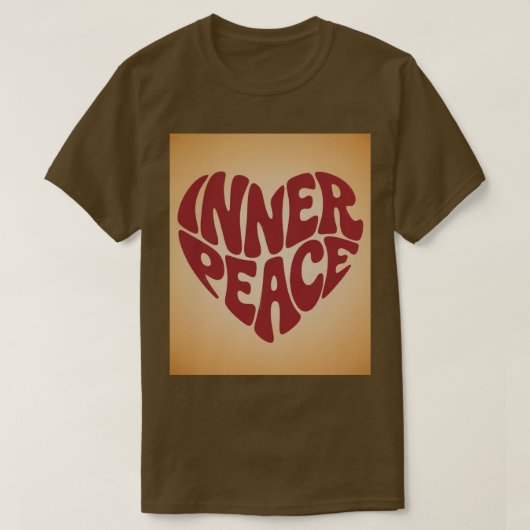 Red Inner Peace Heart Brown T-Shirt (Design voorkant)