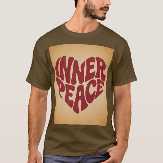 Red Inner Peace Heart Brown T-Shirt (Voorkant)