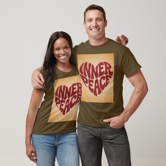 Red Inner Peace Heart Brown T-Shirt (Unisex)