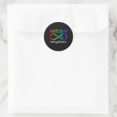 Red Instead Autism Shirt Autism Acceptance Ronde Sticker (Tas)
