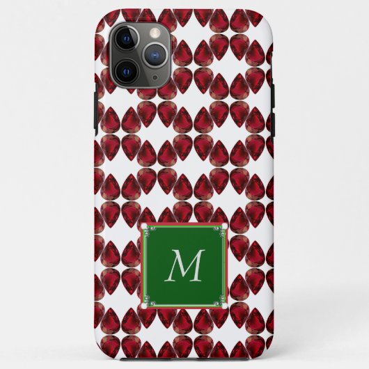 Red iPhone case Ruby Gemstone Initiaal Monogramed (Achterkant)