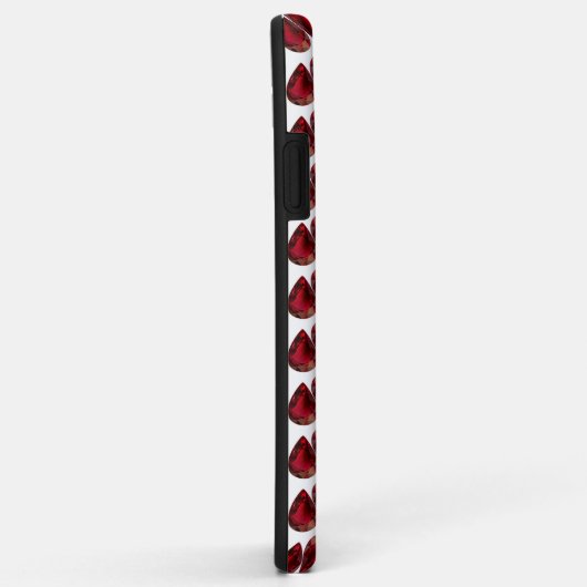 Red iPhone case Ruby Pear Gemstone met Monogram (Achterkant/rechts)