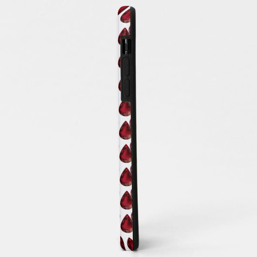 Red iPhone case Ruby Pear Gemstone met Monogram (Achterkant/links)