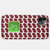 Red iPhone case Ruby Pear Gemstone met Monogram (Achterkant (horizontaal))