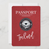 Red Ireland Passport Wedding Invitation Kaart (Achterkant)