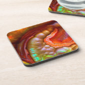 Red Iridescent Fire Opal Drankjes Onderzetter (Linkerzijde)