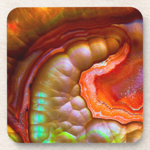 Red Iridescent Fire Opal Drankjes Onderzetter