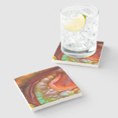 Red Iridescent Fire Opal Stenen Onderzetter (Zijkant)