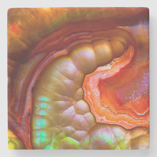 Red Iridescent Fire Opal Stenen Onderzetter (Voorkant)