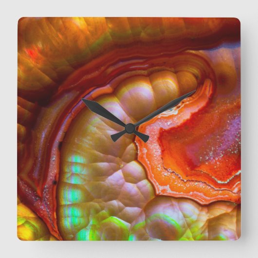 Red Iridescent Fire Opal Vierkante Klok (Voorkant)