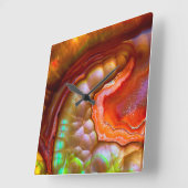 Red Iridescent Fire Opal Vierkante Klok (Hoek)