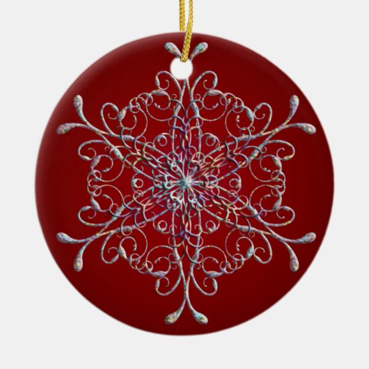Red Iridescent Snowflake Ornament (Voorkant)