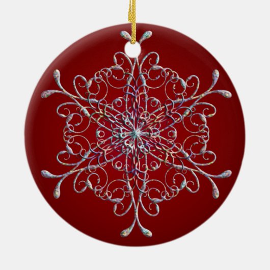 Red Iridescent Snowflake Ornament (Achterkant)