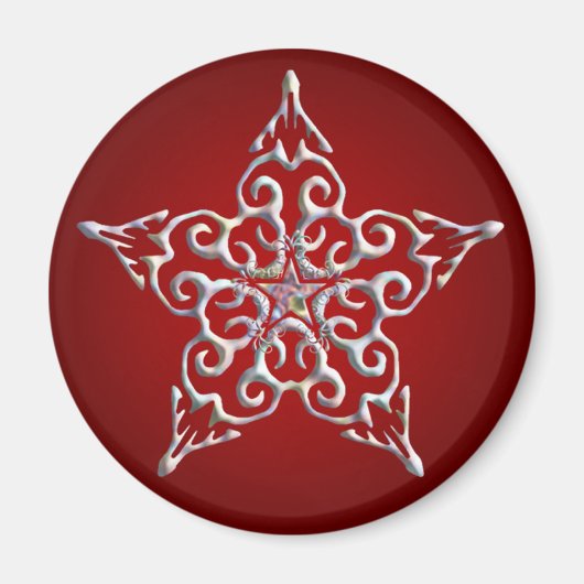 Red Iridescent Star Magnet (Voorkant)