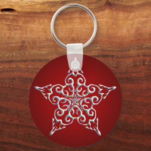 Red Iridescent Star-Sleutelhanger Sleutelhanger (Voorkant)