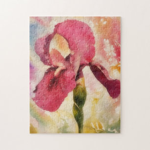Red Iris Flower Garden Art Puzzel