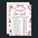 Red Italian Amore Honey Do Lijst Vrijgezellenfeest Kaart<br><div class="desc">🍕 Dat is Amore Honey Do List Game – Italiaans geïnspireerde bruids lacht met een Saucy Twist! 🇮🇹💘 Voeg een vleugje humor toe aan je vrijgezellenfeest met dit handgetekende Honey Do List-spel - met charmante rode pizzaillustraties, Italiaanse flair en precies de juiste hoeveelheid amore! Gasten zullen proberen te raden welke...</div>