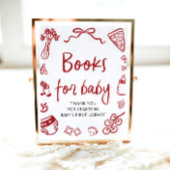Red Italian Hand Drawn Baby shower Boeken voor Bab Poster