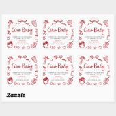 Red Italian Hand Drawn Pizza Ciao Baby Baby Shower Vierkante Sticker (Vel)