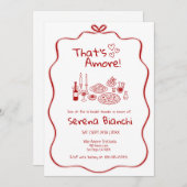 Red Italian Pasta and Pizza Doodles Bridal Kaart (Voorkant / Achterkant)