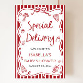 Red Italian Special Delivery Baby shower Welkom Poster