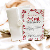 Red Italian Who Knows Daddy Beste Baby shower Spel Kaart
