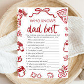 Red Italian Who Knows Daddy Beste Baby shower Spel Kaart
