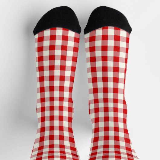 Red Ivory Ish Preppy Gingham Plaid Sokken (Top)