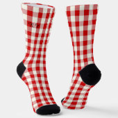 Red Ivory Ish Preppy Gingham Plaid Sokken (Gebogen)