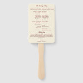 Red & Ivory Old Money Wedding Program Itinerary Handwaaier (Achterkant)