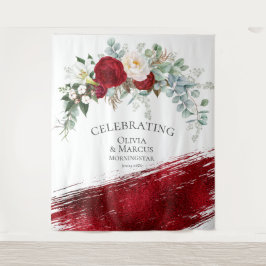 Red Ivory Peony Bold Scarlet Stroke Wedding Prop Wandkleed